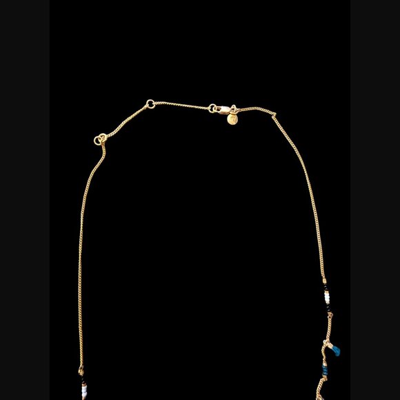 Madewell Gold Tone Seed Bead Fringe Small Tassel Dainty 28" Long Necklace - Picture 4 of 11